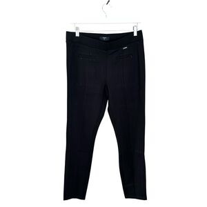 NEW Tahari Womens Slim Fit Pull-On Black Stretch Faux Pants Zip Detail Size M
